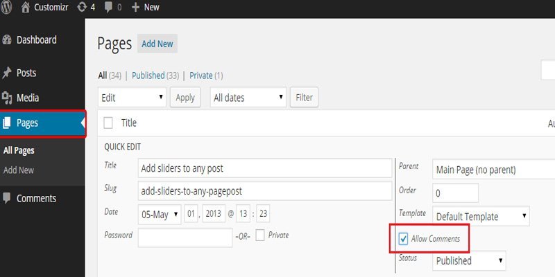 disable comments in WordPress