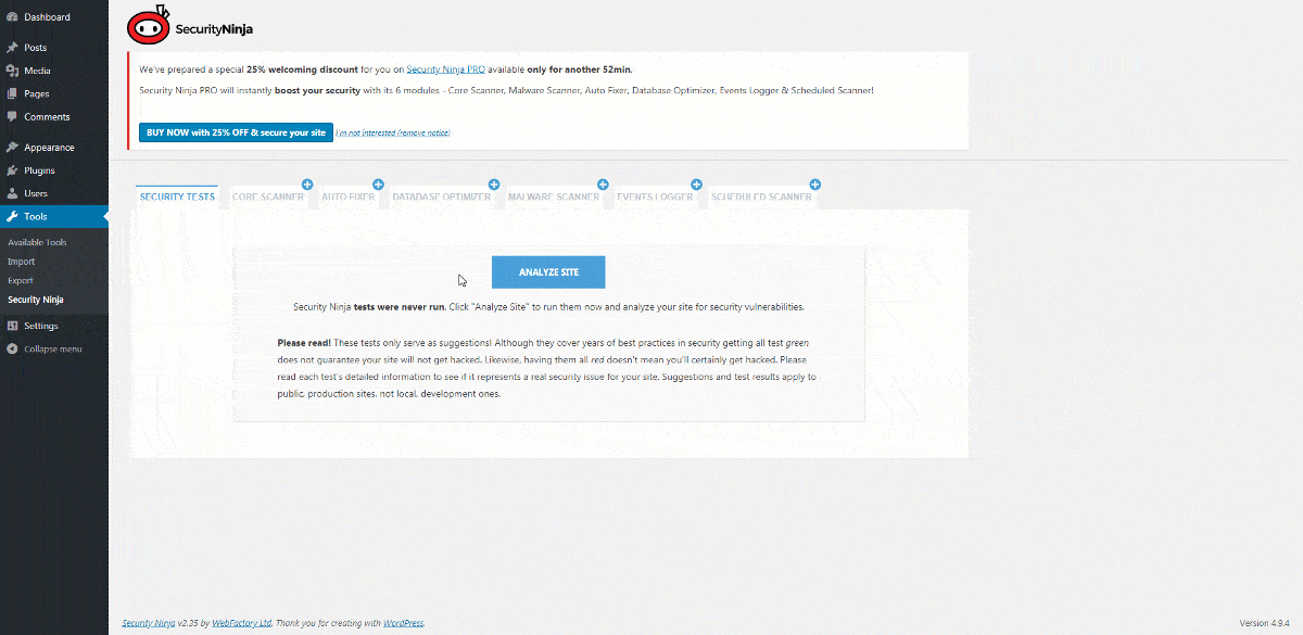 Security Ninja Plugin Review: Scans & Protects Entire WordPress sites