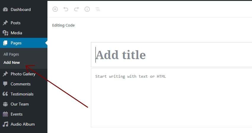 Create a New Page in WordPress