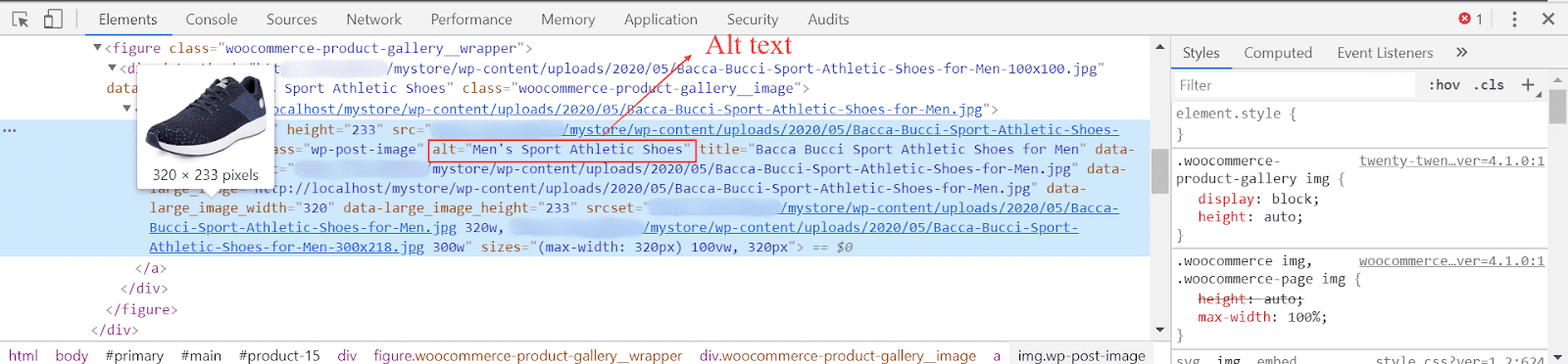 WooCommerce Product Image - Inspect Element