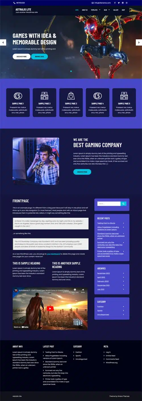 Gaming Lite - WordPress theme