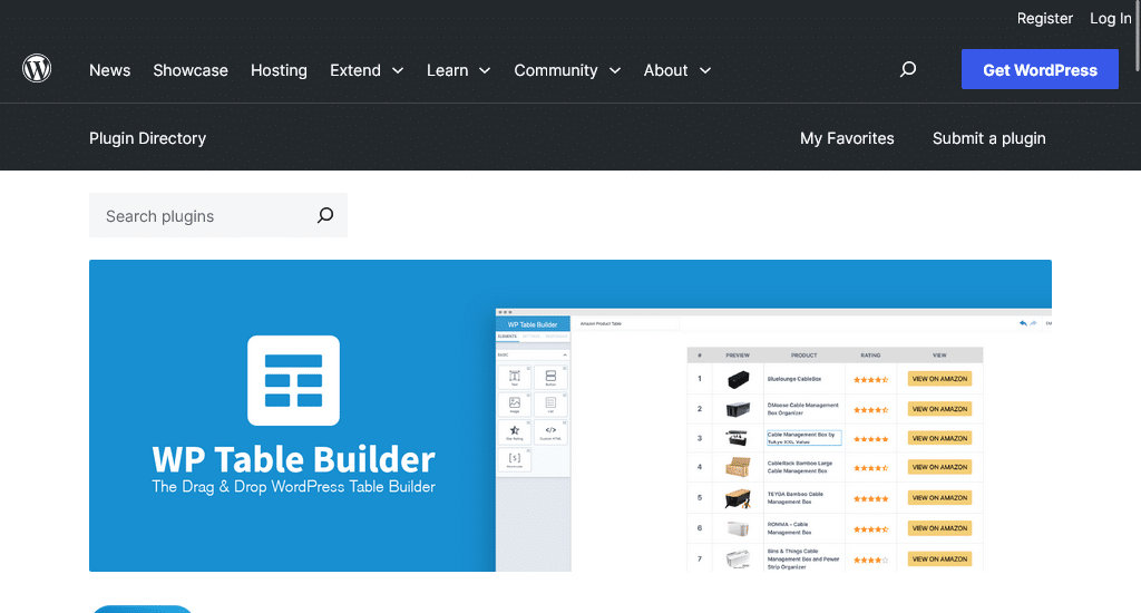 WP table builder