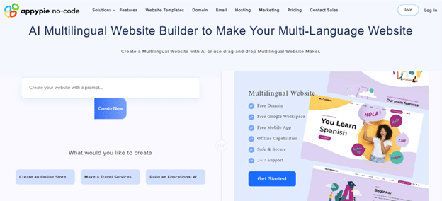 Appy Pie Multilingual Website Builder