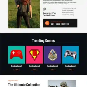 Free gaming club WordPress theme