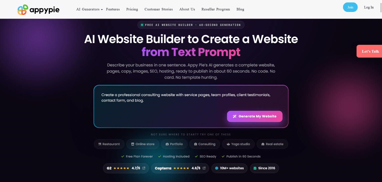 Appy Pie AI Website Builder