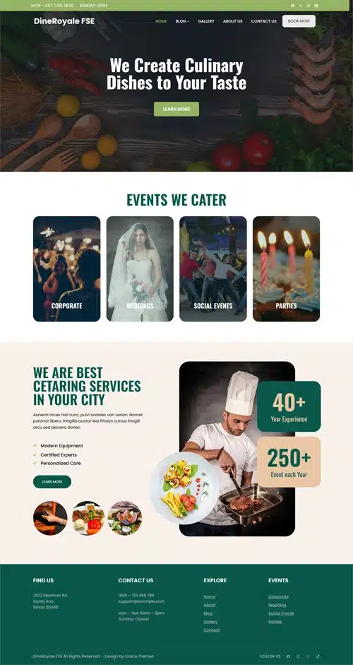 Free Catering WordPress Theme