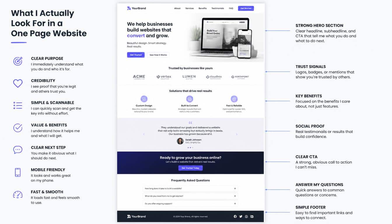 What I Actually Look For in a One Page Website