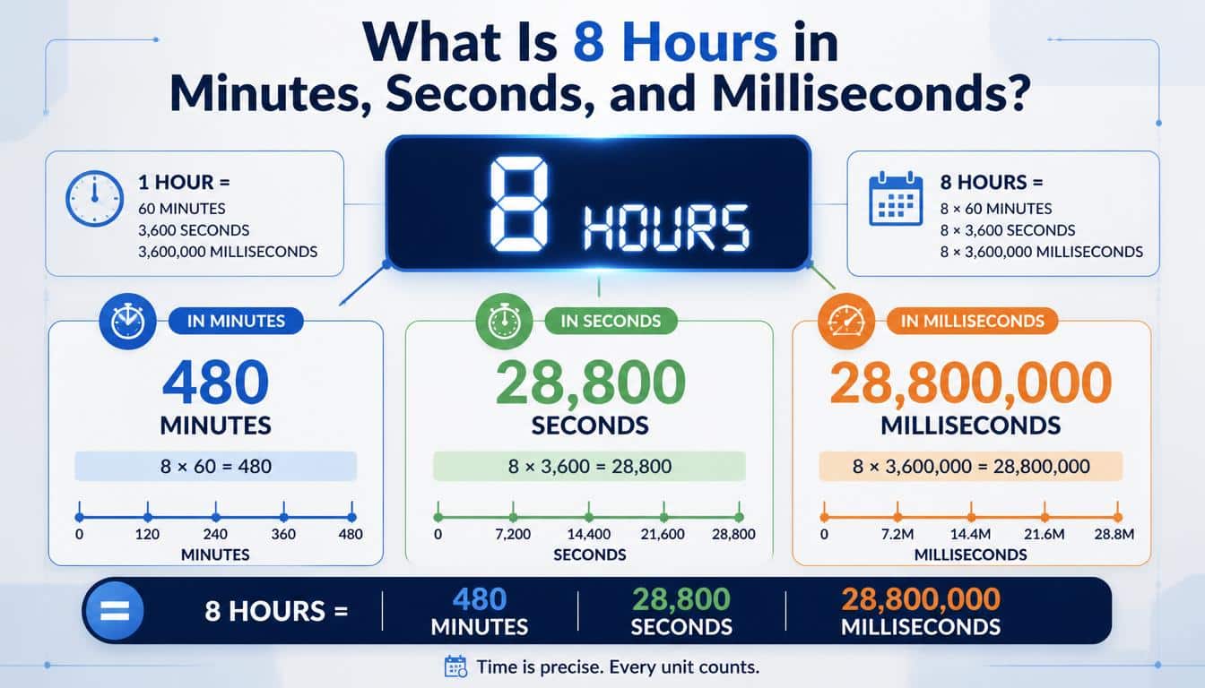 What Is 8 Hours in Minutes, Seconds, and Milliseconds