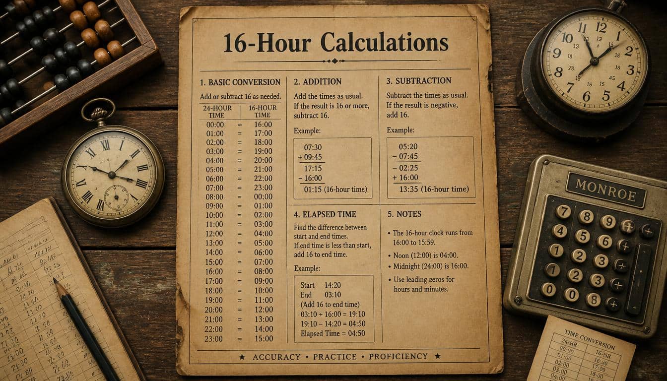 A Quick Reference for 16-Hour Calculations