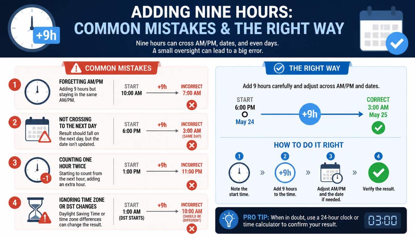 Common Mistakes When Adding 9 Hours