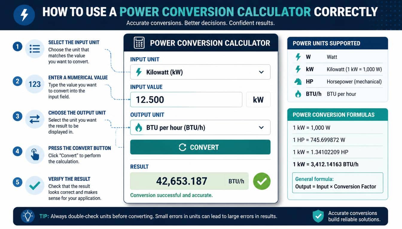 How to Use a Power Conversion Calculator Correctly