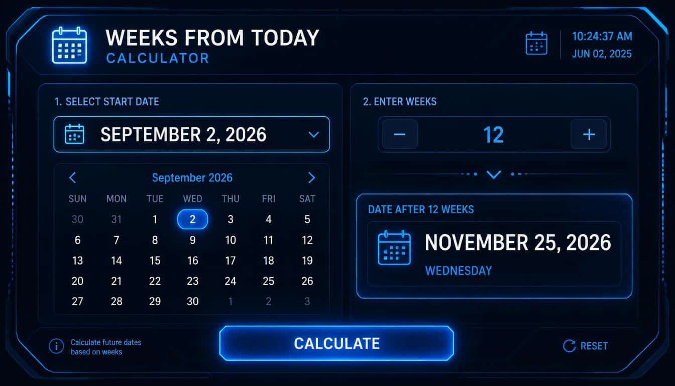 Weeks From Today Calculator Example