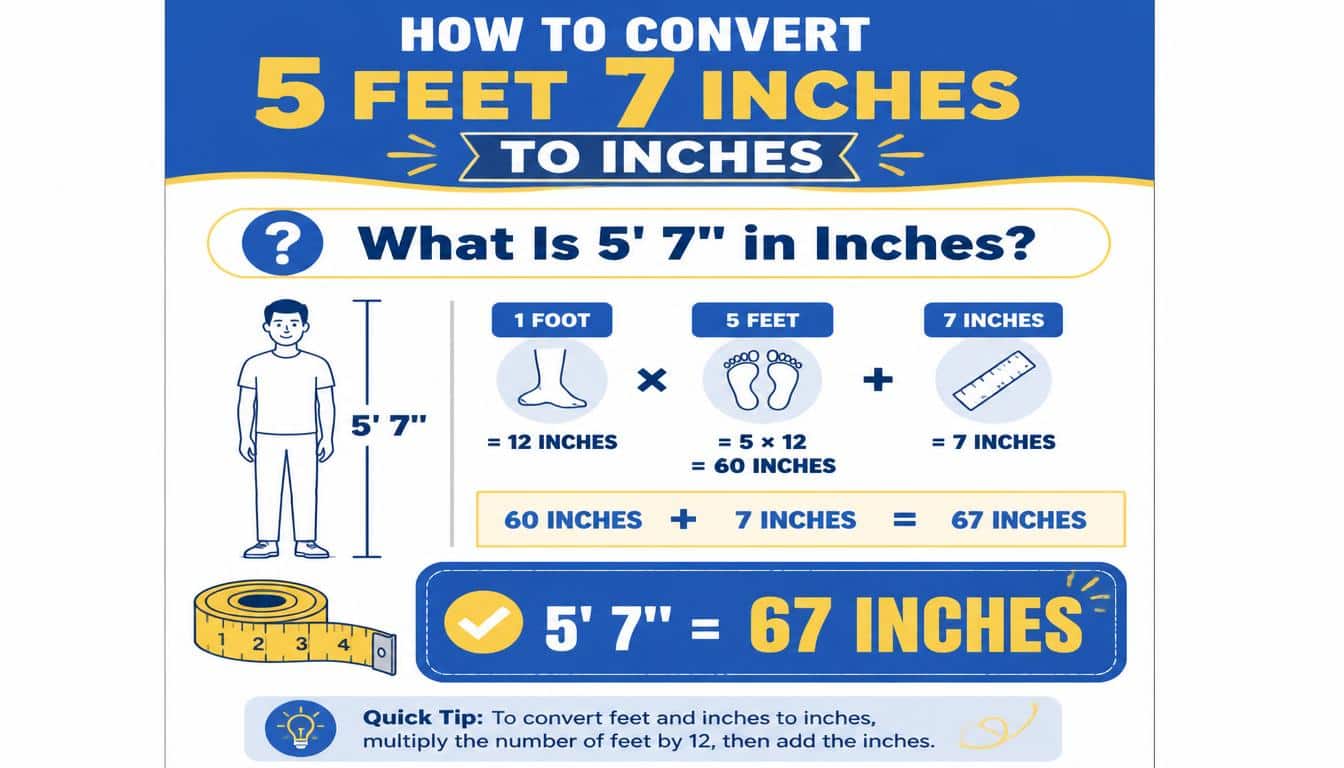 What Is 5' 7" in Inches?
