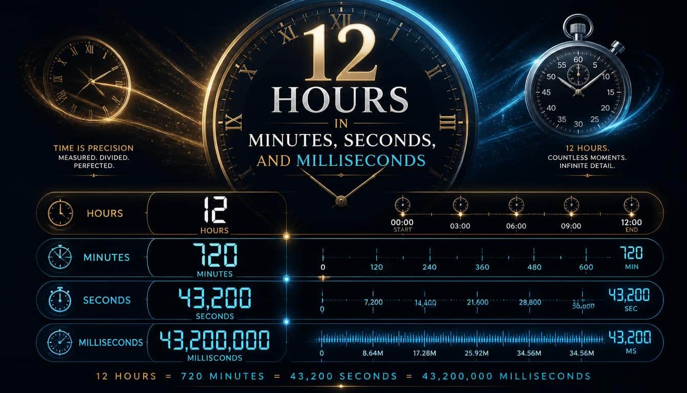 12 Hours in Minutes, Seconds, and Milliseconds
