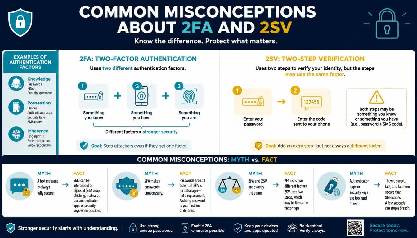 Common Misconceptions About 2FA and 2SV