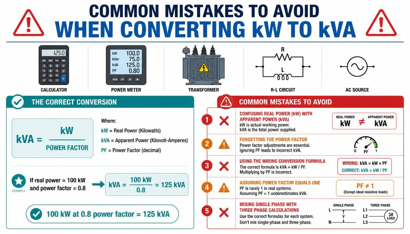 Common Mistakes to Avoid When Converting kW to kVA