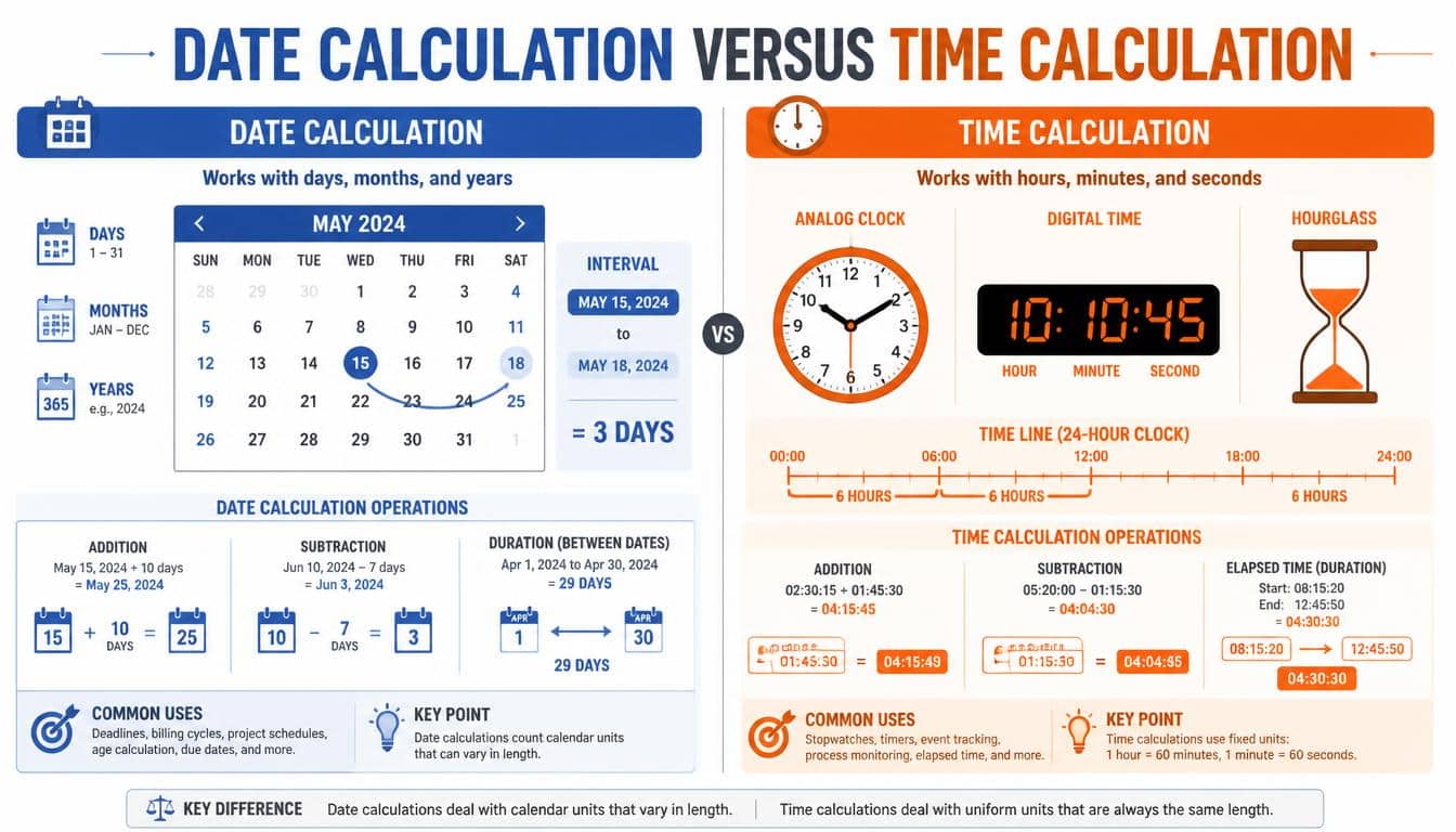 Date Calculation Versus Time Calculation