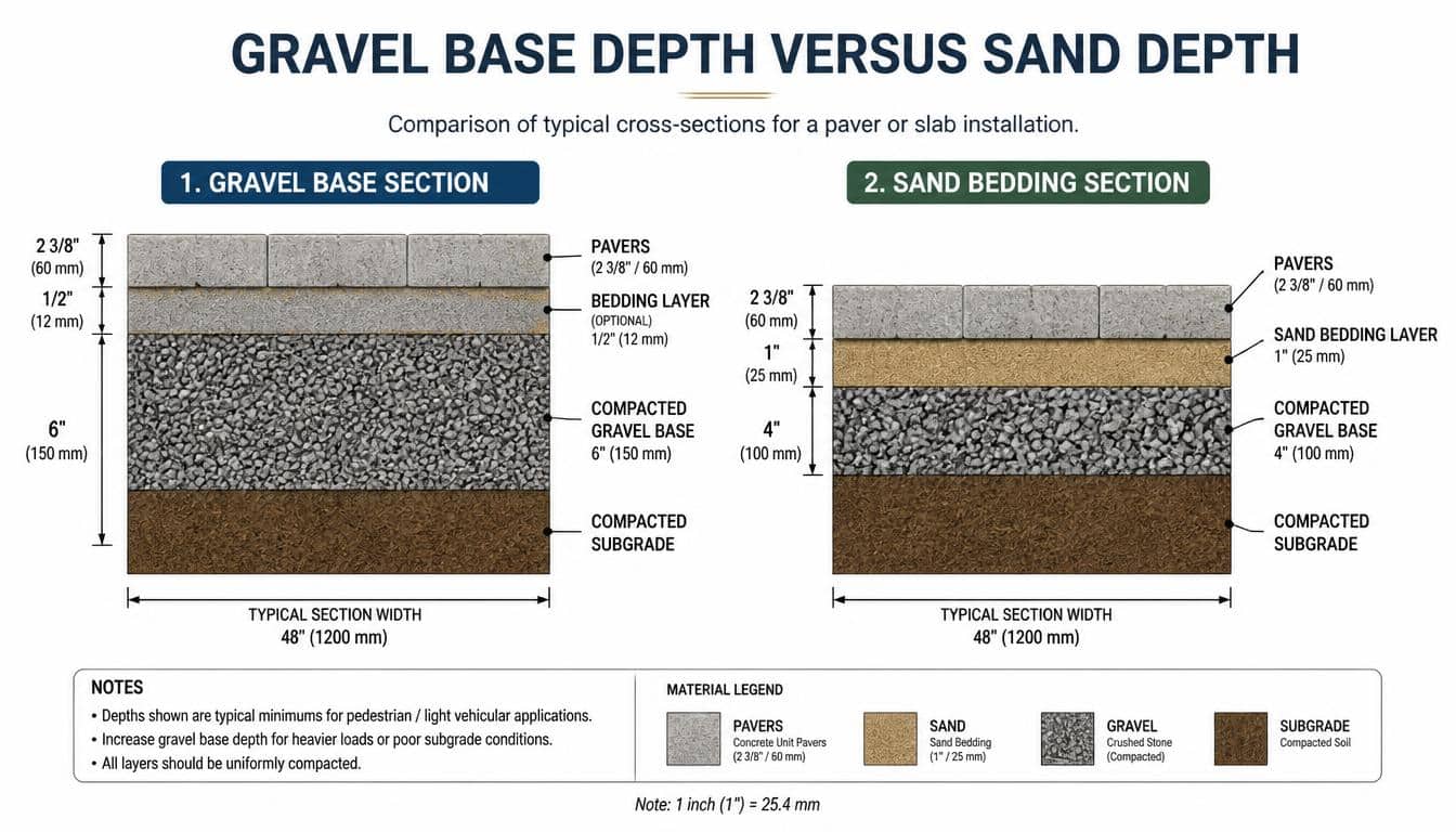 Gravel Base Depth Versus Sand Depth