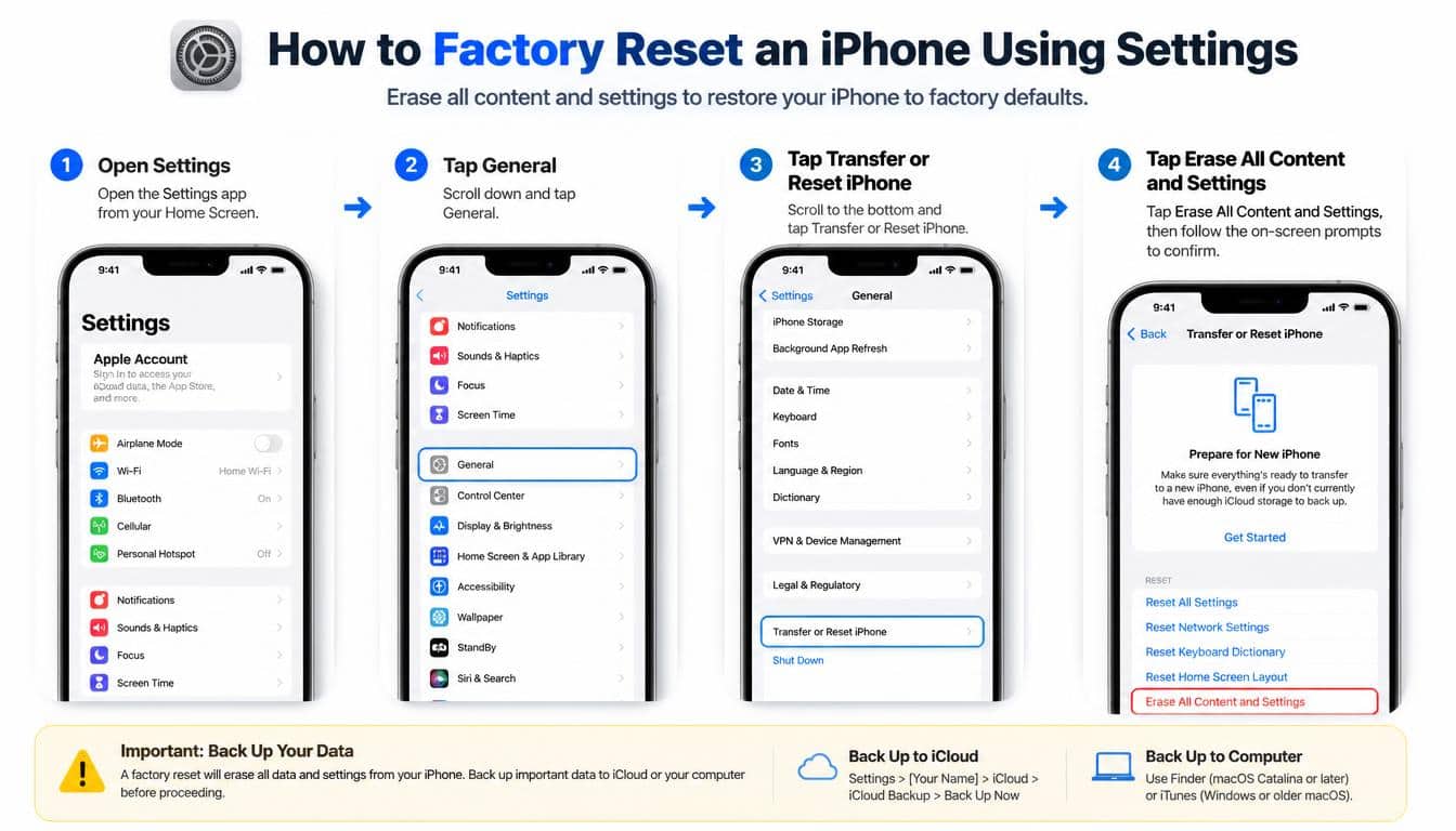 How to Factory Reset an iPhone Using Settings