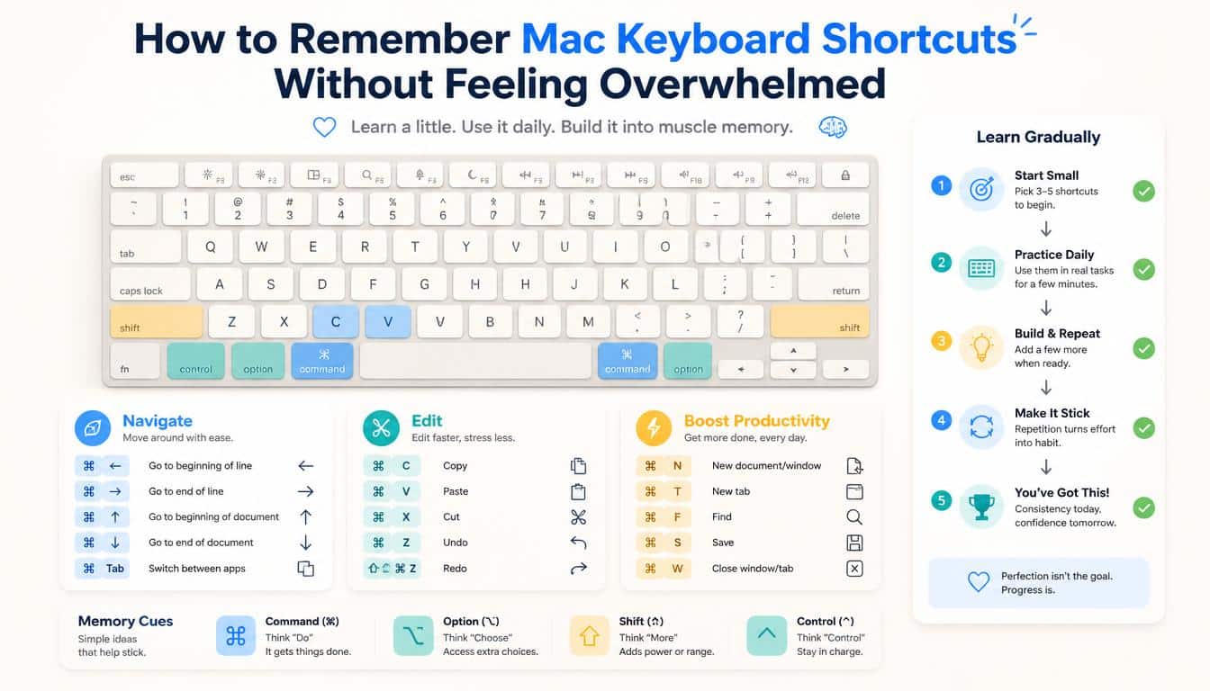 How to Remember Mac Keyboard Shortcuts Without Feeling Overwhelmed