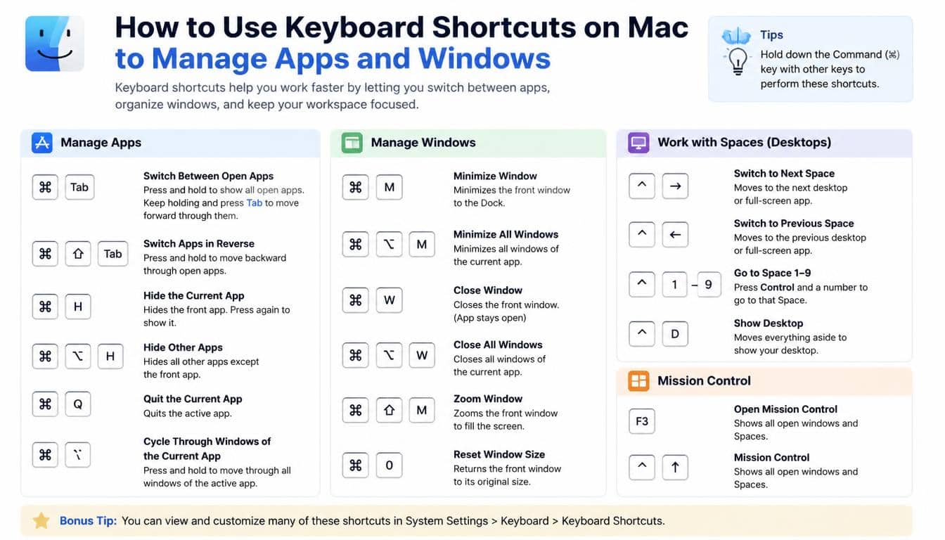 How to Use Keyboard Shortcuts on Mac to Manage Apps and Windows