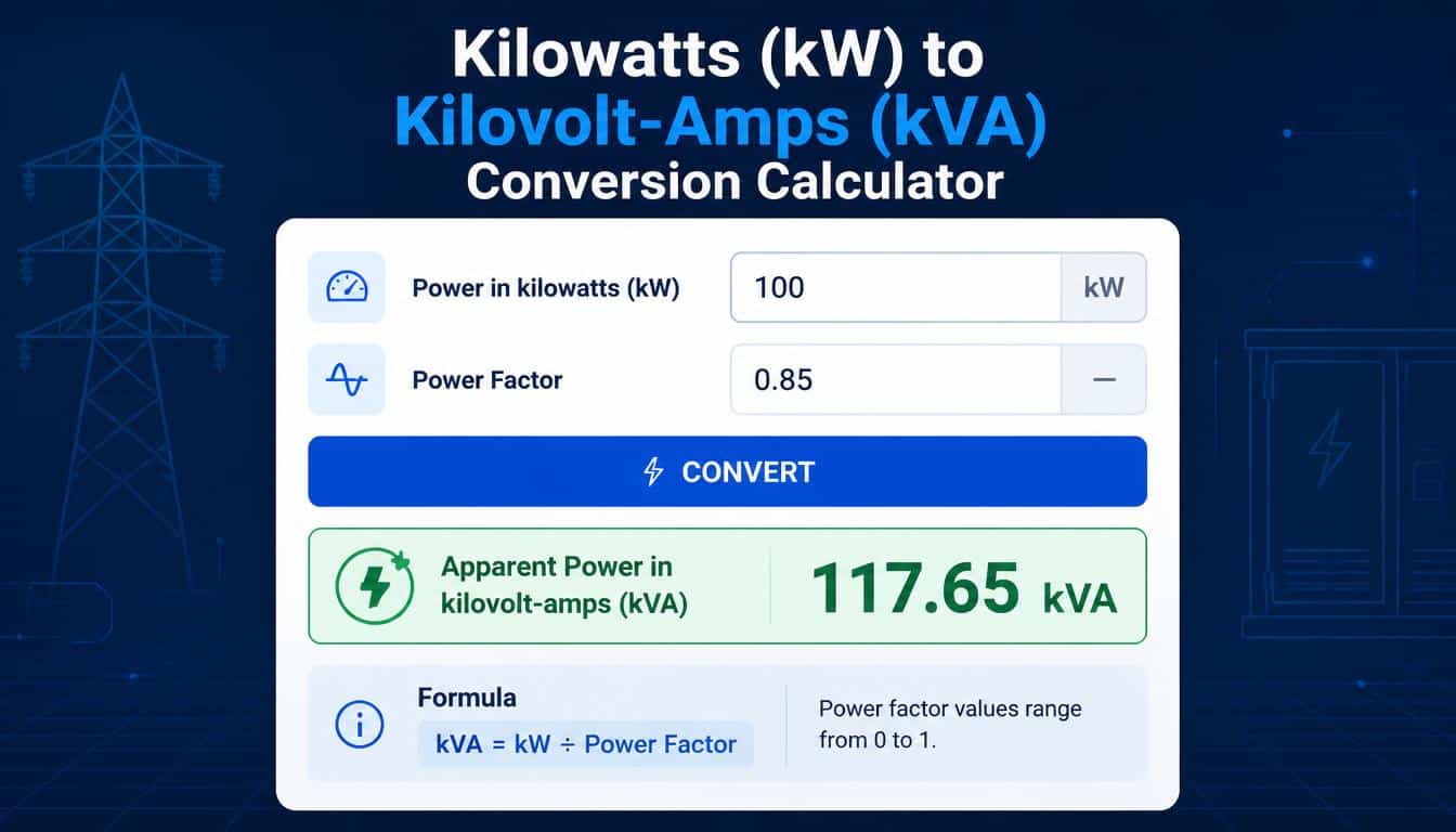 Kilowatts (kW) to Kilovolt-Amps (kVA) Conversion Calculator