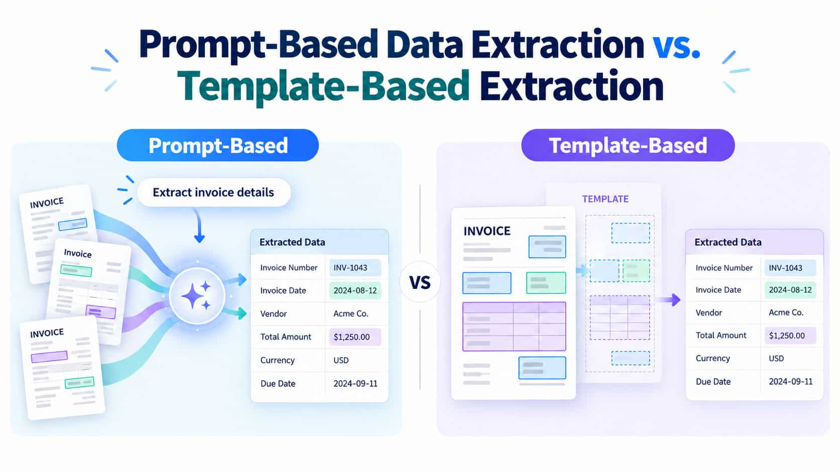 Prompt-Based Data Extraction vs. Template-Based Extraction
