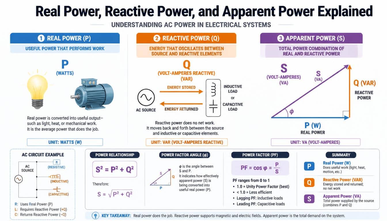 Real Power, Reactive Power, and Apparent Power Explained