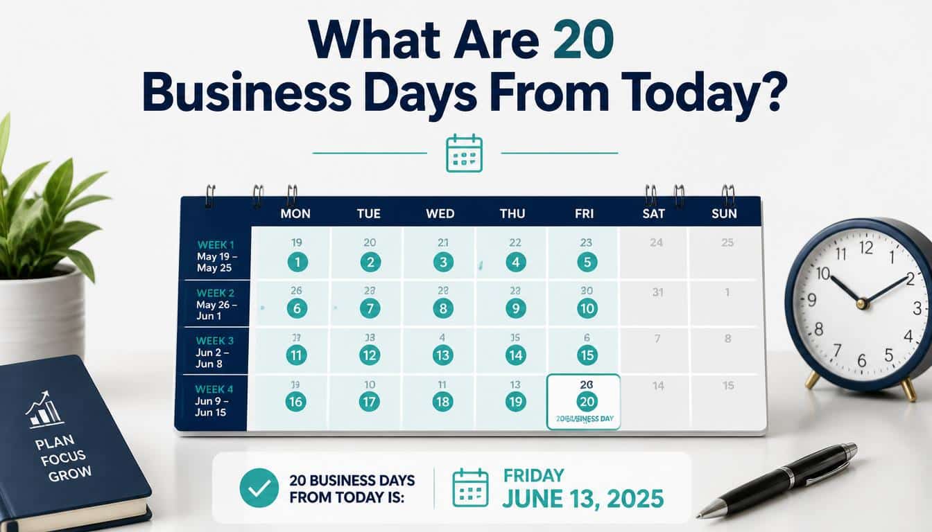 What Are 20 Business Days From Today?