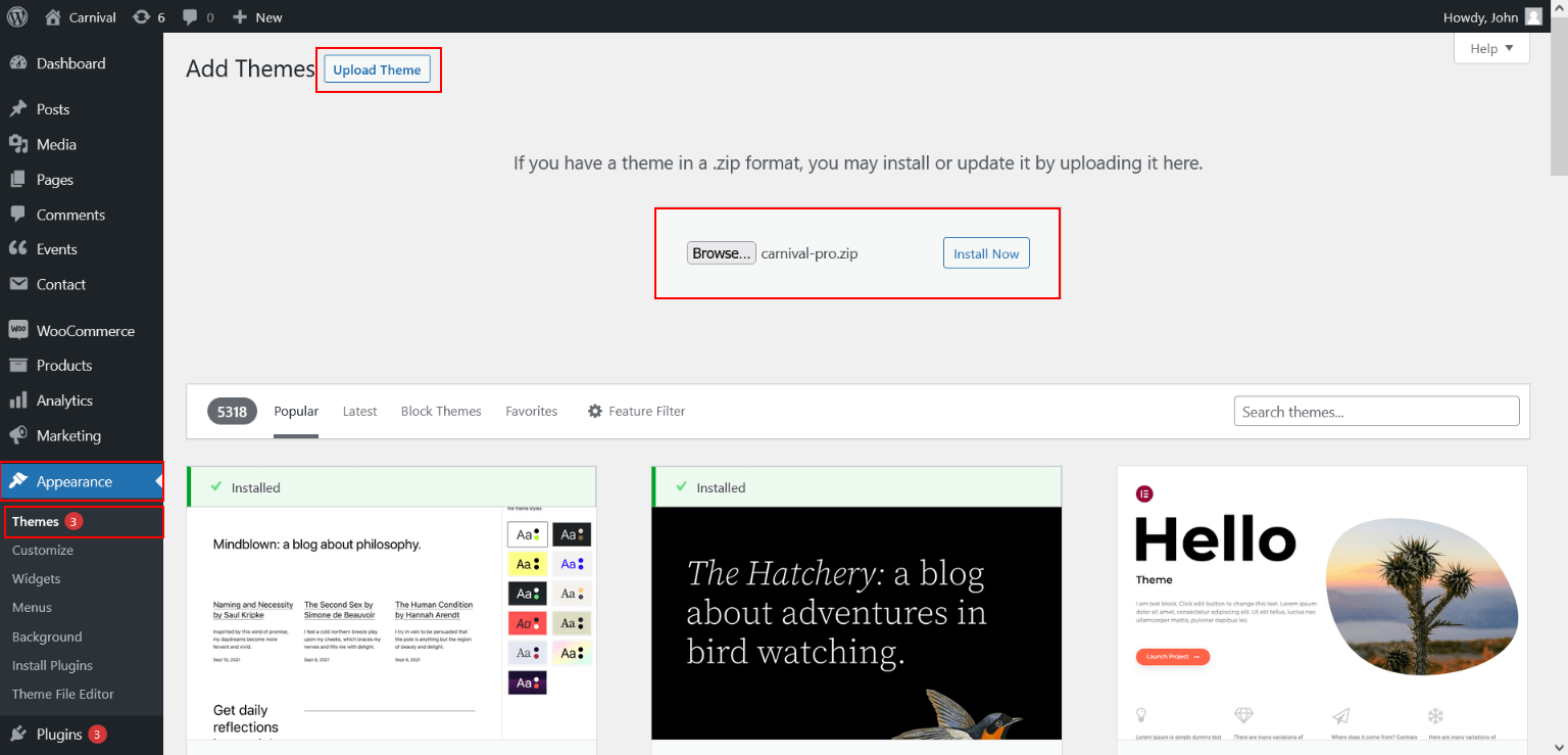 How to upload a premium theme in WordPress